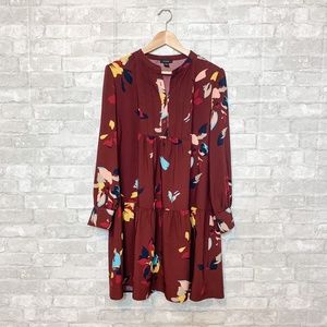 Halogen Pintuck Detail Long Sleeve Shift Dress